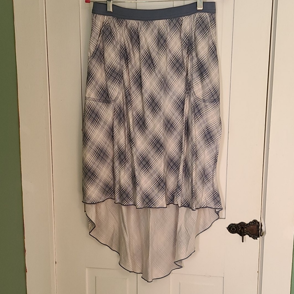 Anthropologie Marrakech high low skirt blue plaid